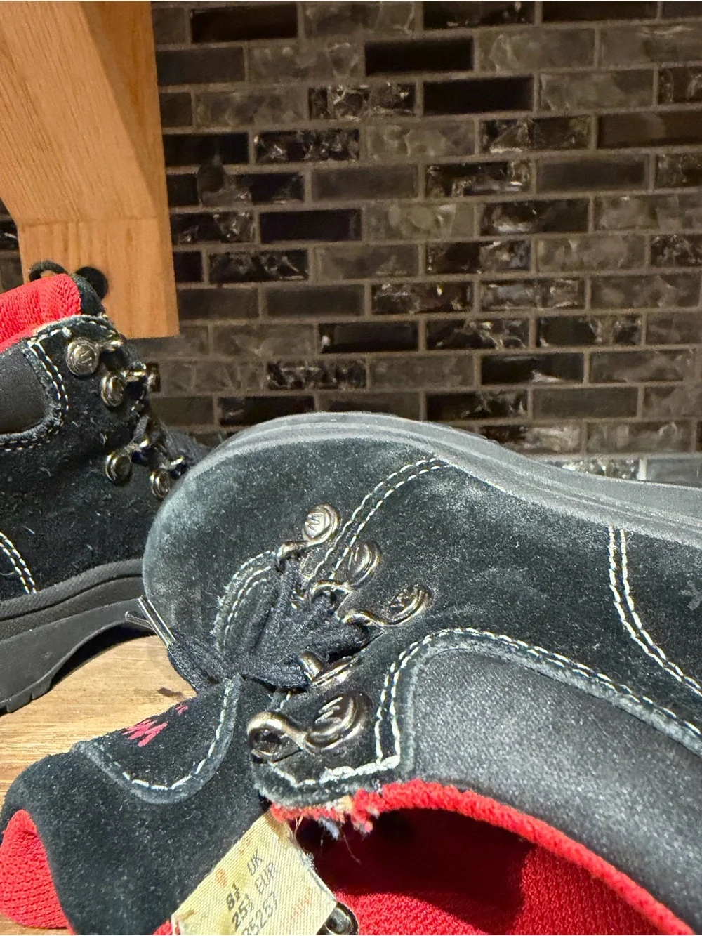 Y2k Weebok by Reebok Black Suede Lace Up Chunky Boots Toddler Size 9